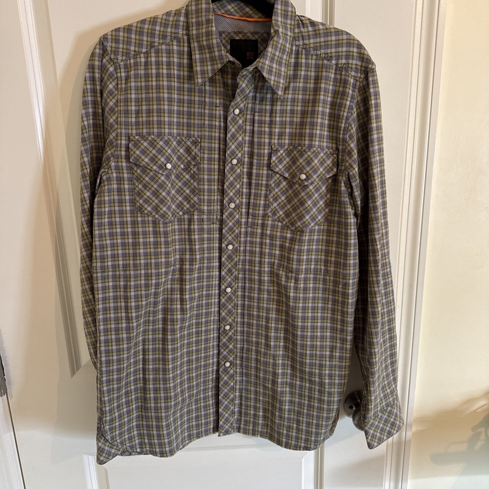 5.11 Tactical Shirt Mens Small Gray Plaid Echo Long Sleeve RAPIDraw Snap 72494